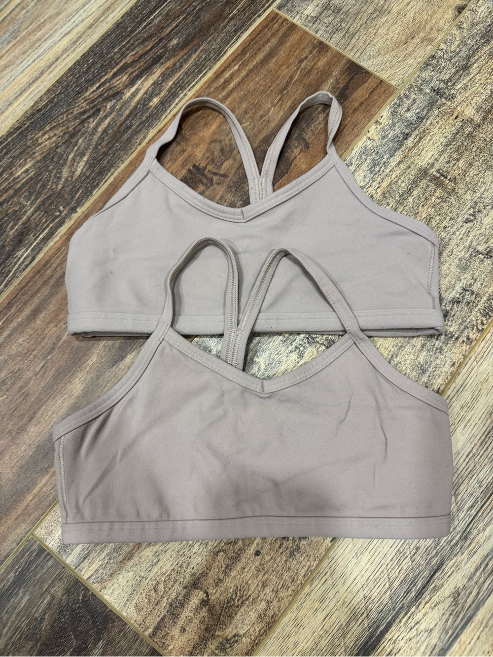 Athleta Girls Seamless Light Taupe Sports Bralettes - 2 Pack
